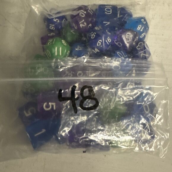 Bags Of Holding Green Blue Orange Purpl Polyhedral Dice Set DnD Dungeons Dragons - Picture 8 of 9